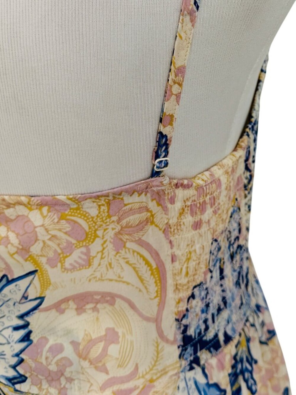 NWT Free People Blue Cream Floral Print Maxi Slip Dress L | Coastal Cowgirl Boho - Picture 9 of 16